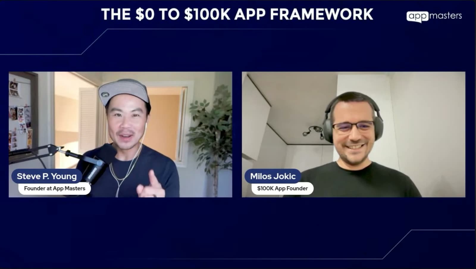Milos Jokic on the App Masters podcast with Steve P. Young, presenting The $0 to $100K App Framework